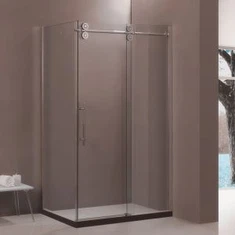 Doirse cith gloine liath dronuilleog ag sleamhnú